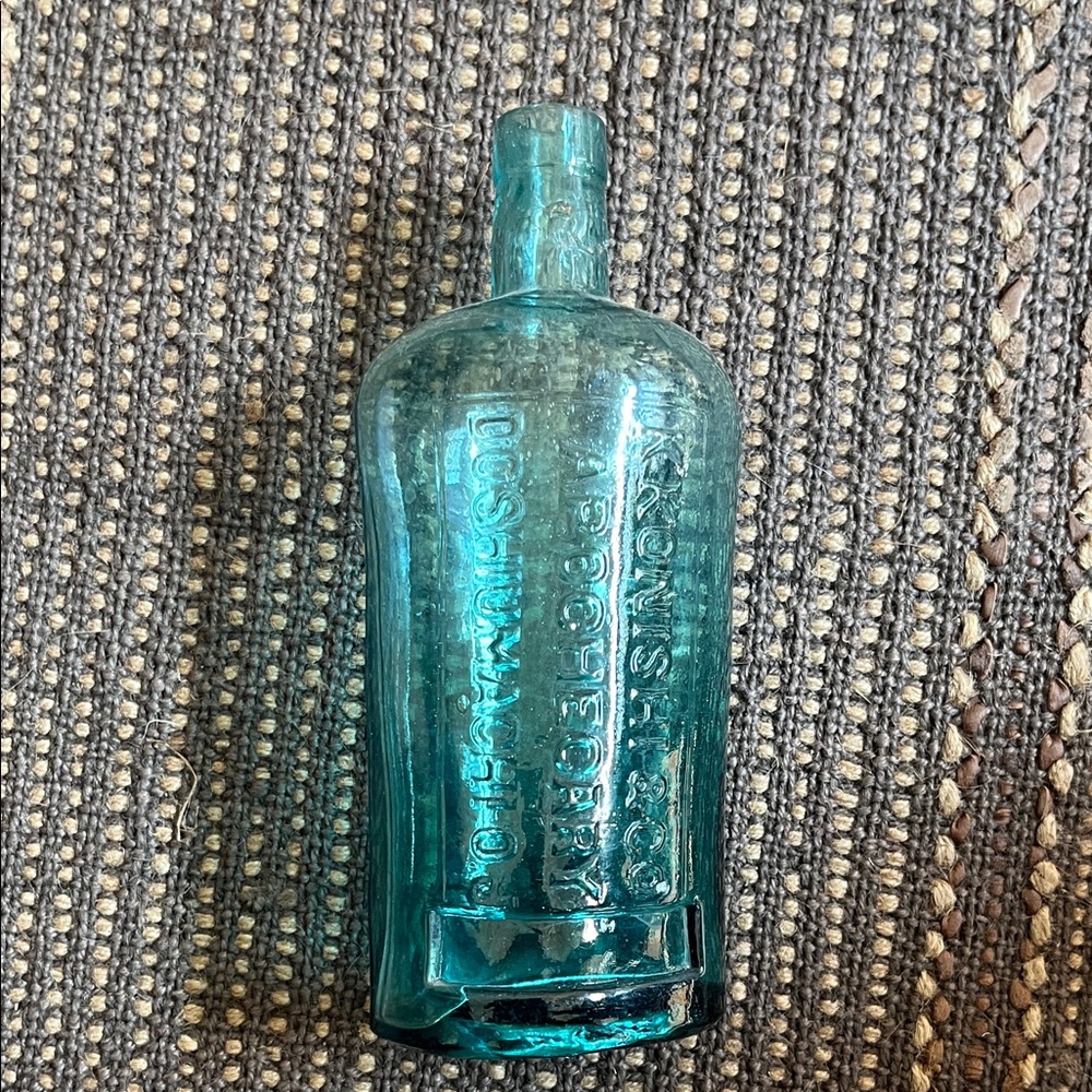 Vintage Glass Apothecary Bottle - Teal